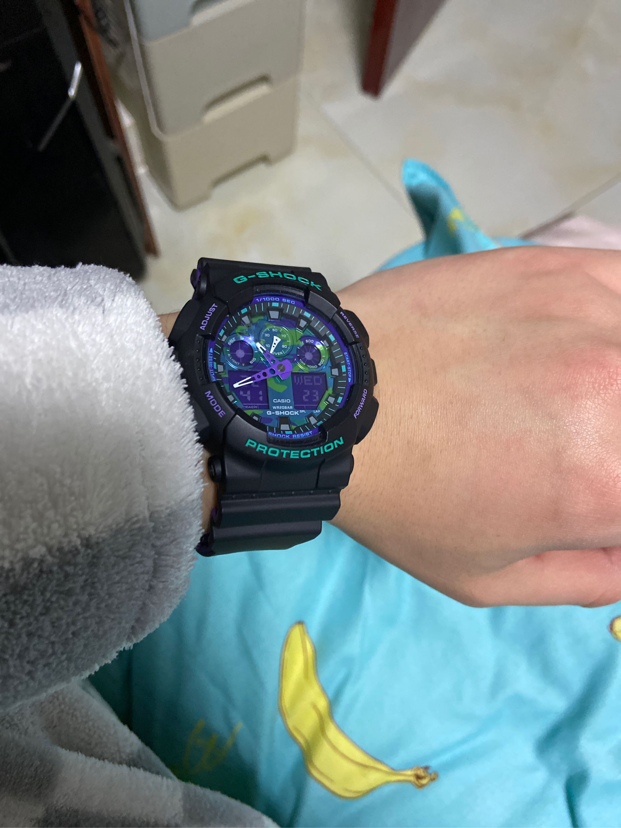 卡西欧旗舰店ga-100bl变色龙霓彩电子手表男士官网正品 g-shock