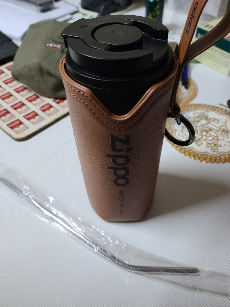 zippo便携车载户外随行杯子男士不锈钢保温杯吸管水杯咖啡杯夏季