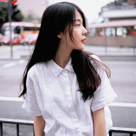 鹿笙emma wang高端纯亚麻短袖白衬衫