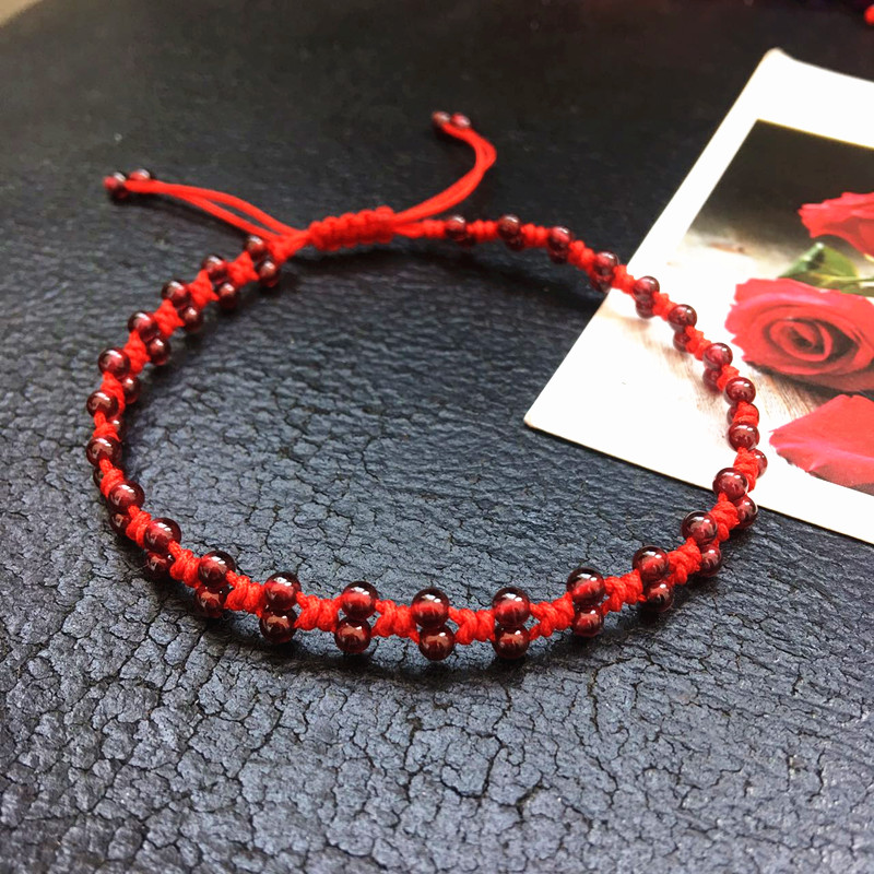 Moonstone red String Foot Chain Anklet Ankle Bracelet Jewelry Women Girls Hand Woven Rope About Retro Department Student Girlfriends Black Rope