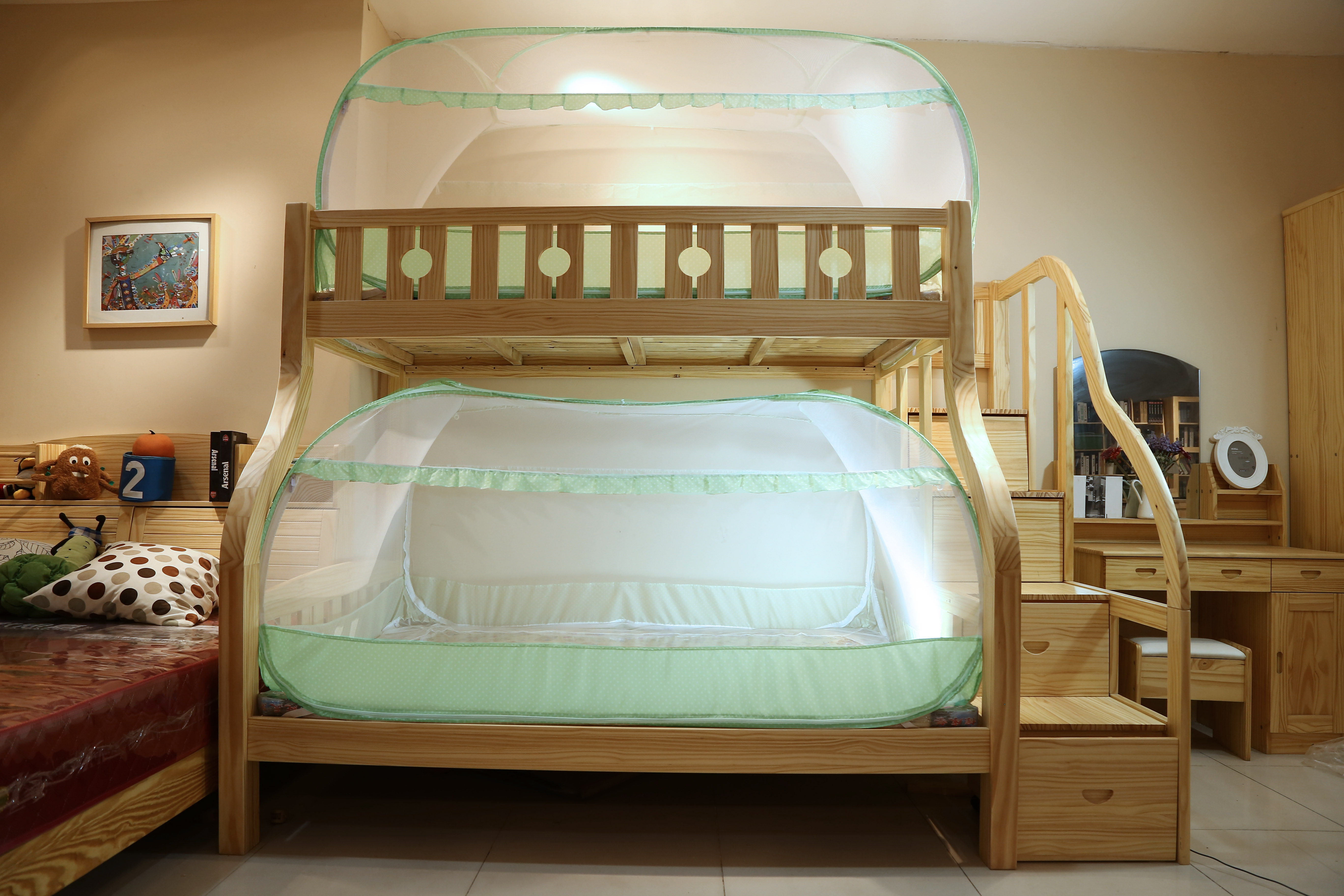 蒙古包学生蚊帐90cm1.35m一米二1.5m母子床双层上下铺三开门拉链