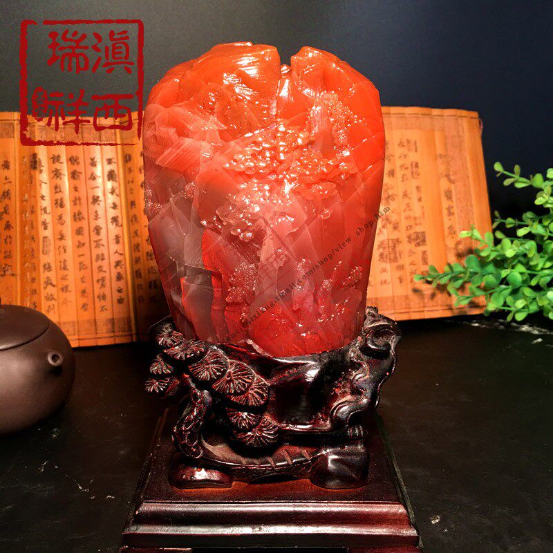 Yuxi Ruixiang boutique natural original mine Baoshan South Red Agate Yangliu Ice Red Deep Mountain visiting friend ornaments