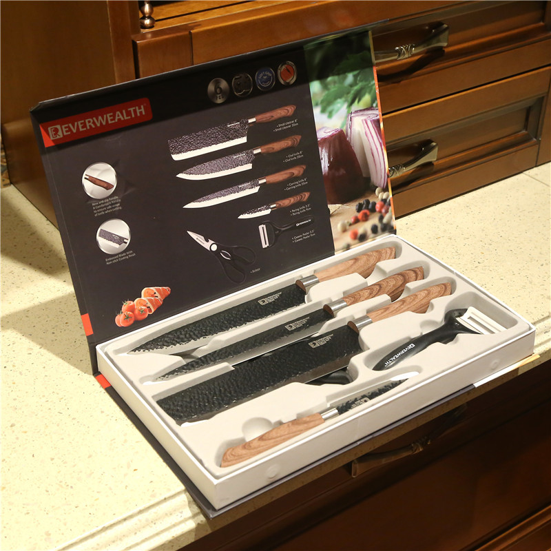 Export to Korea! Boxed home kitchen knife 6 piece set gift gift good product titanium body surface nano non-stick coating