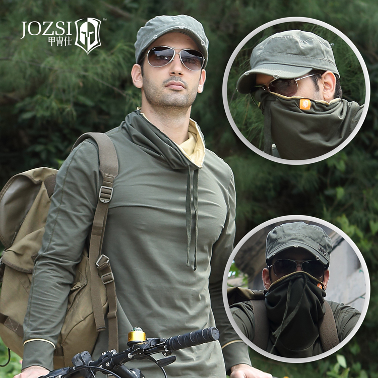 Armory outdoor spring and autumn mens cotton thin repair height collar long-sleeved sports T-shirt casual bottom shirt