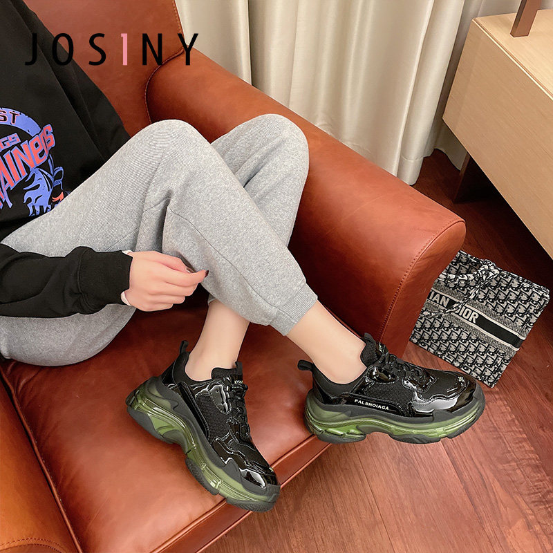 Zhuo Shini 2021 spring new leather dad shoes womens casual sneakers high heels to increase the height of small white shoes womens hundred