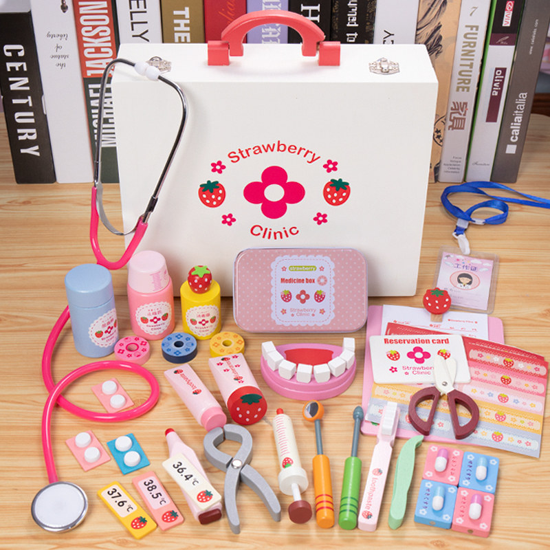 Childrens family doctor nurse set boy and girl stethoscope injection toolbox medical baby toys