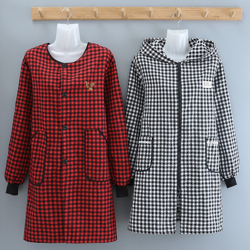 Hooded cardigan zippered apron apron workwear ads cute lace long cooking fashion home to work