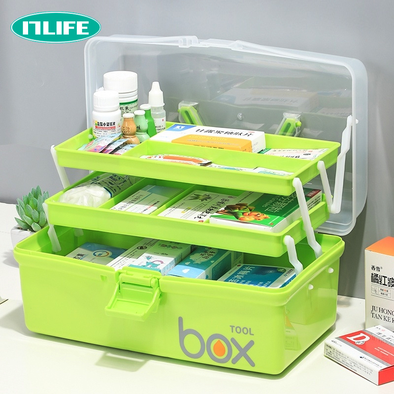 Emergency storage box large capacity home medicine box hand folding medicine box home medicine care box