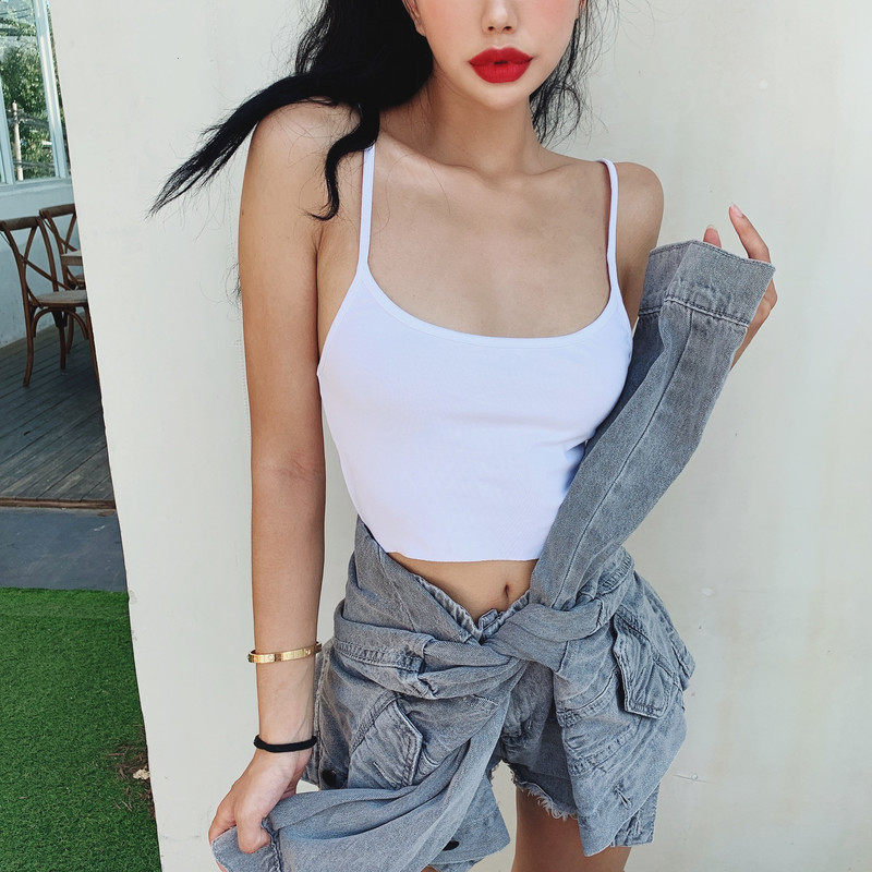 LIVIA Ken Bean with the European and American low-chested sexy back simple thin inside wearing a bottom sling vest