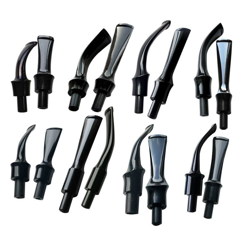 Pipe nozzle straight bend handle mens old-fashioned short long acrasty handle tail bite mouth black 3MM flue