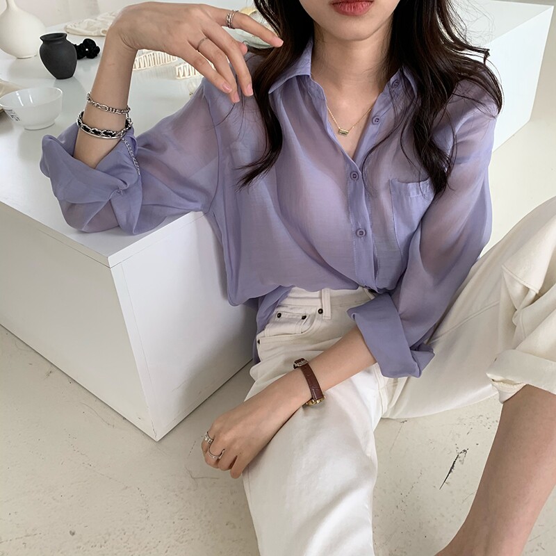 Thin sunscreen womens long sleeves outside wear summer 2021s new very fairy purple top womens design niche shirt