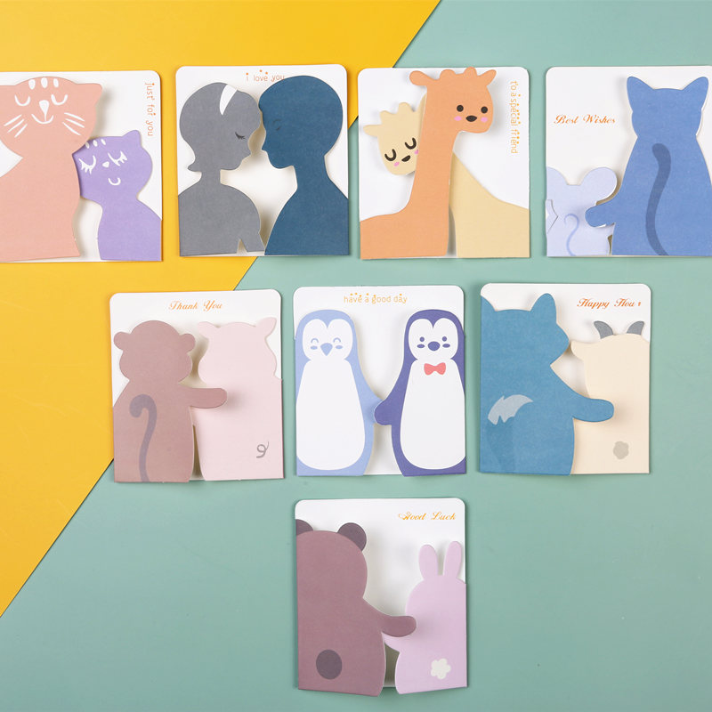 For folding small animal greeting cards cute student children couple blessing card school company message holiday gifts