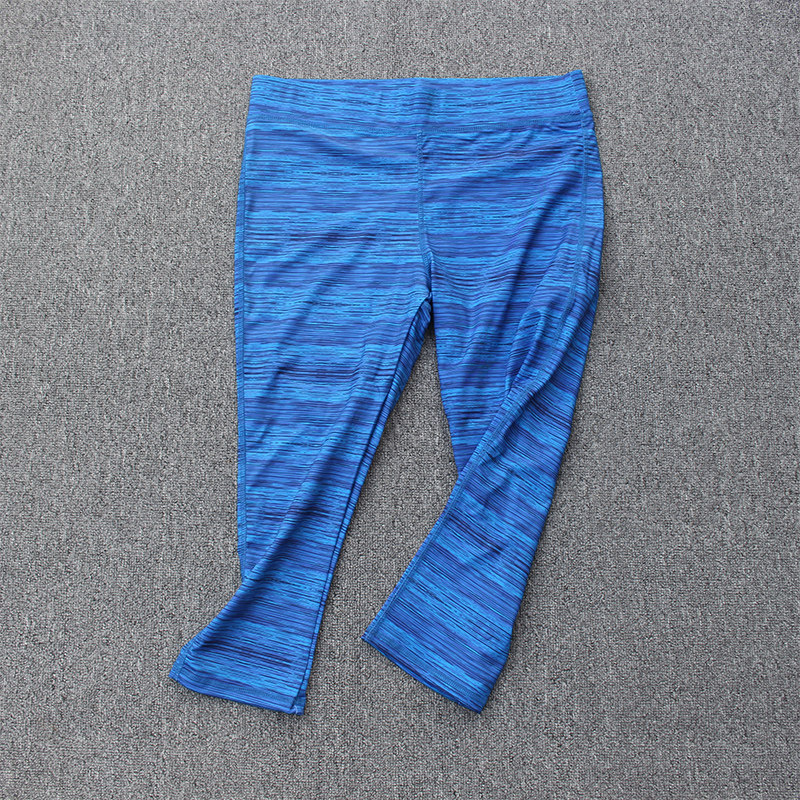 Europe and the United States single sports shorts running seven-point pants fast dry elastic fitness pants lady increased yards in the waist breathable summer