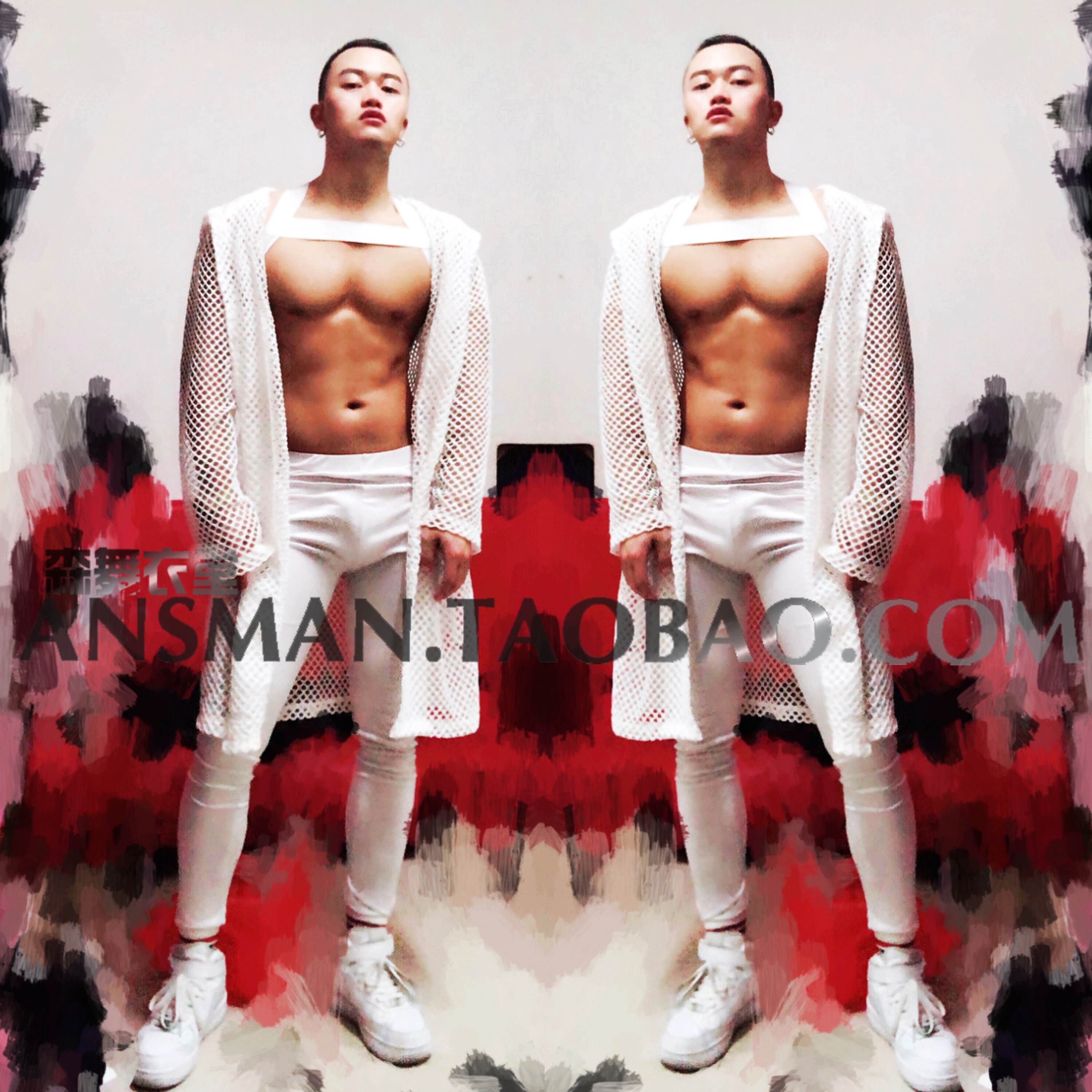 GOGO Atmospheric Bar Nightclub ds Men Perform Costume White Party Perspective Sexy Costumes