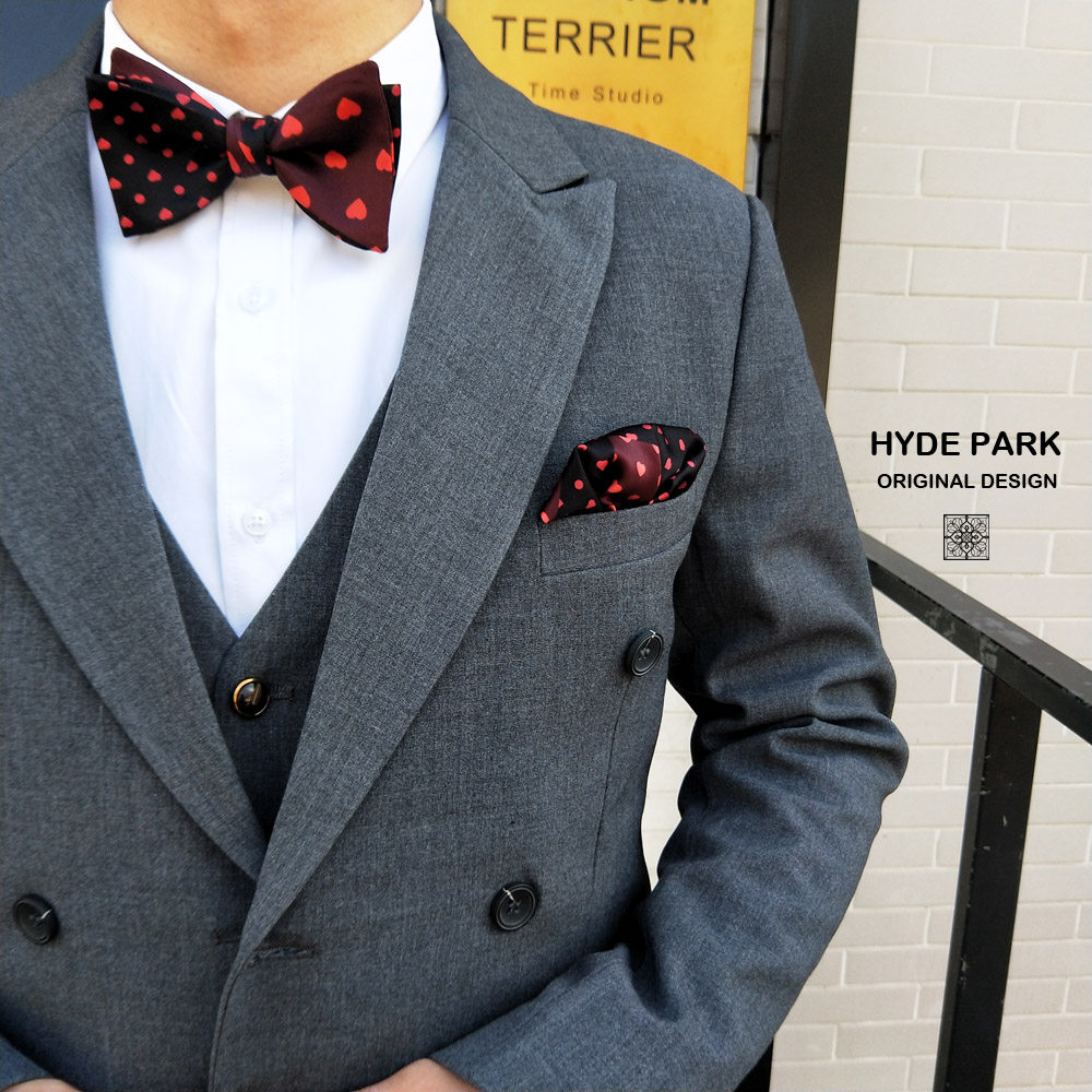 Hyde Park original peach heart black red wedding groom bridesmaid suit suit Korean version of the mens bow tie
