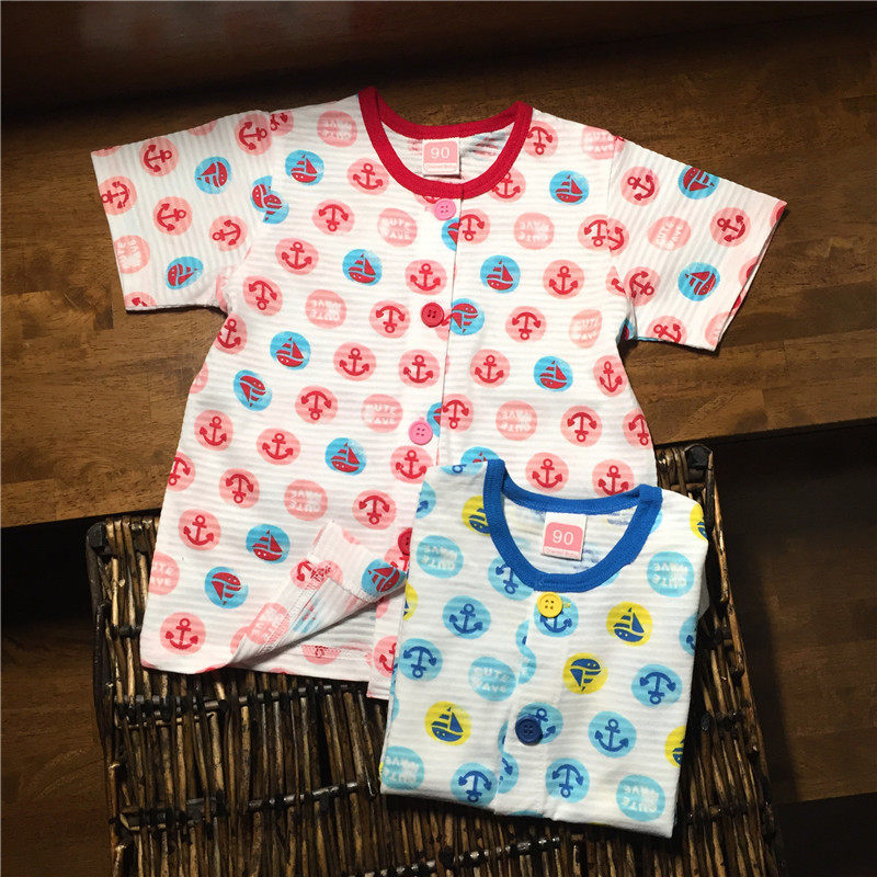 Baby short-sleeved T-shirt cotton mens and womens treasure half-sleeve cardigan childrens T-shirt top short t summer day single thin