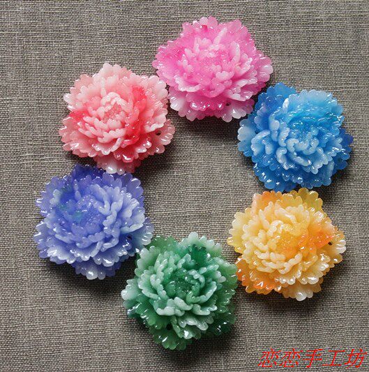Gufeng Palace flower COS hair mule Han clothing step shake DIY jewelry accessories material jade resin peony tassel 瓔