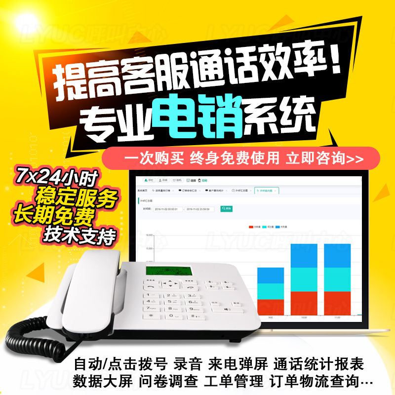 Telemarketing artifact multi-card phone call center customer service recording CRM manages the automatic dial-out call system