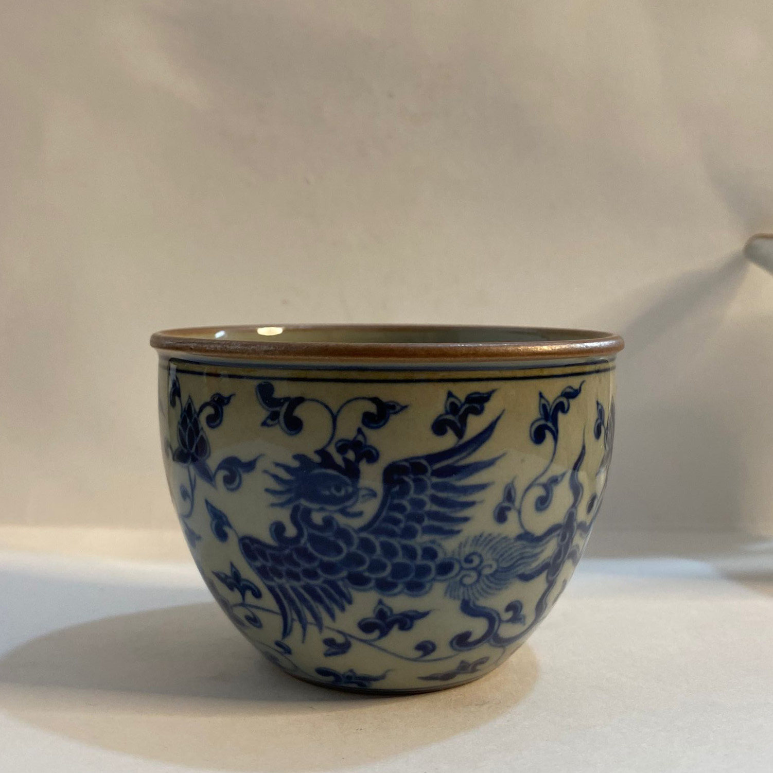 And Ming double phoenix green flower cylinder cup