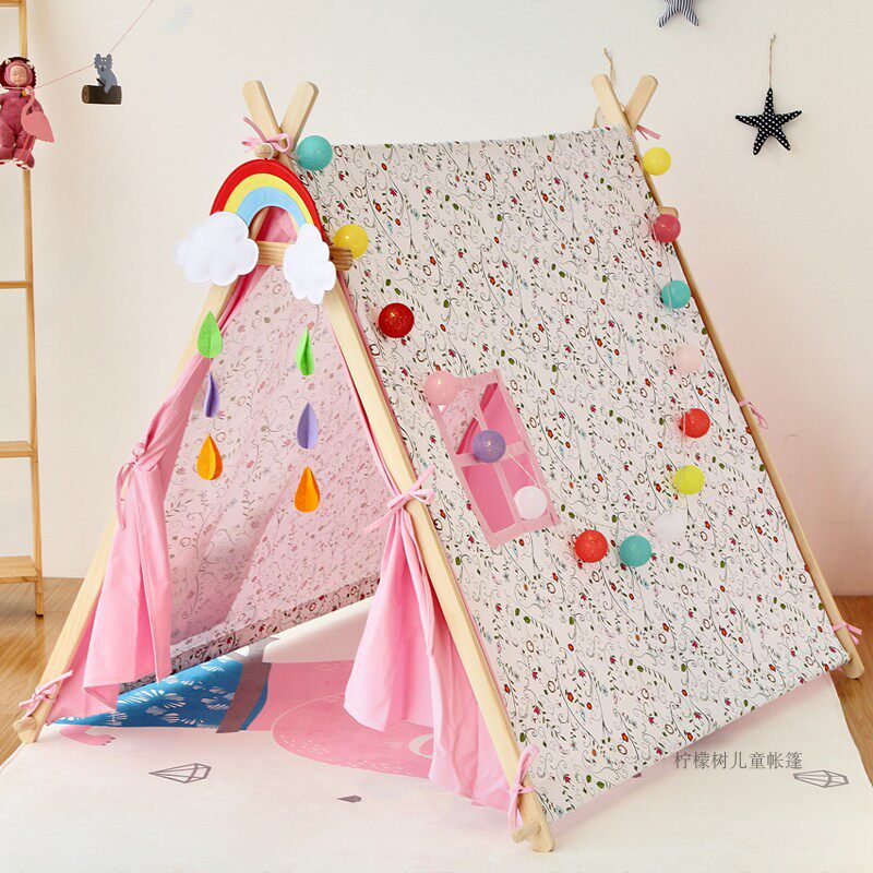 Childrens tent cotton game house indoor princess solid wood toy house Indian princess room reading corner arrangement