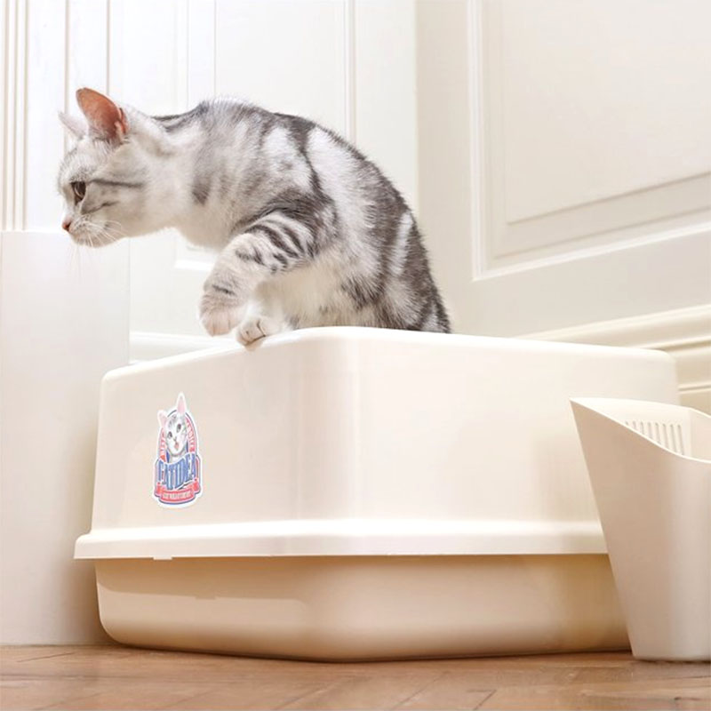 Cat Les Suitable fully enclosed cat sand basin top into the square cat toilet anti-splash kitten small poop pot cat supplies