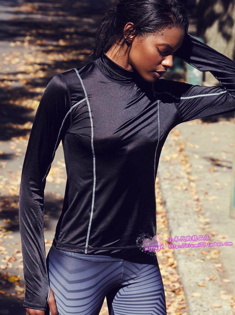 (Special spot) free people FP sports T-shirt reflective stitch high-necked top long-sleeved collar