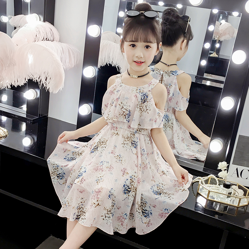 Net red girl dress new summer dress yang gas 2021 middle school childrens princess skirt girls childrens summer chiffon