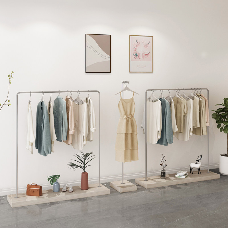 Korean clothing store in the island rack dedicated display rack floor hanger high-end display rack combination three-piece set