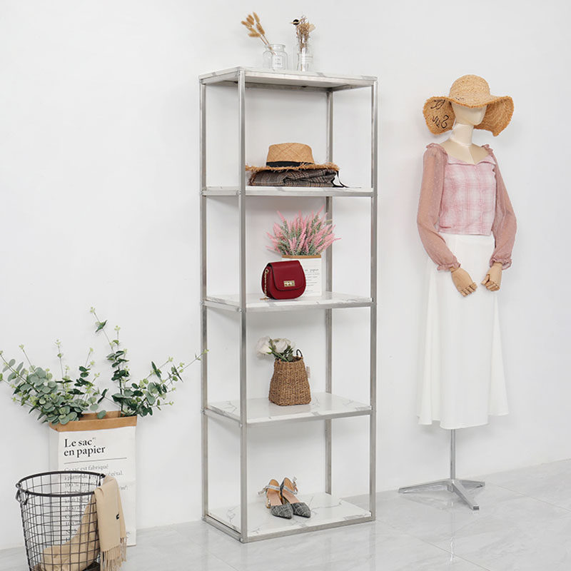 Clothing store floor-to-ceiling shoe bag display rack womens clothing shop in the island shelf bag rack multi-layer shoe rack silver