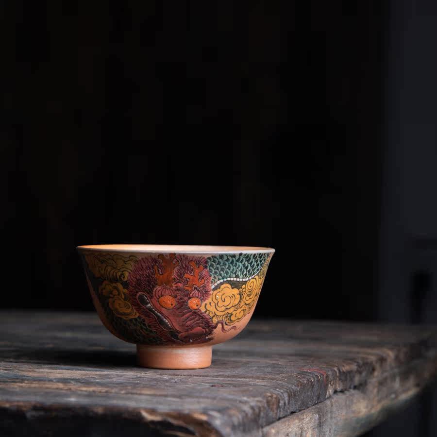 Fushi painted dragon wood burning master cup