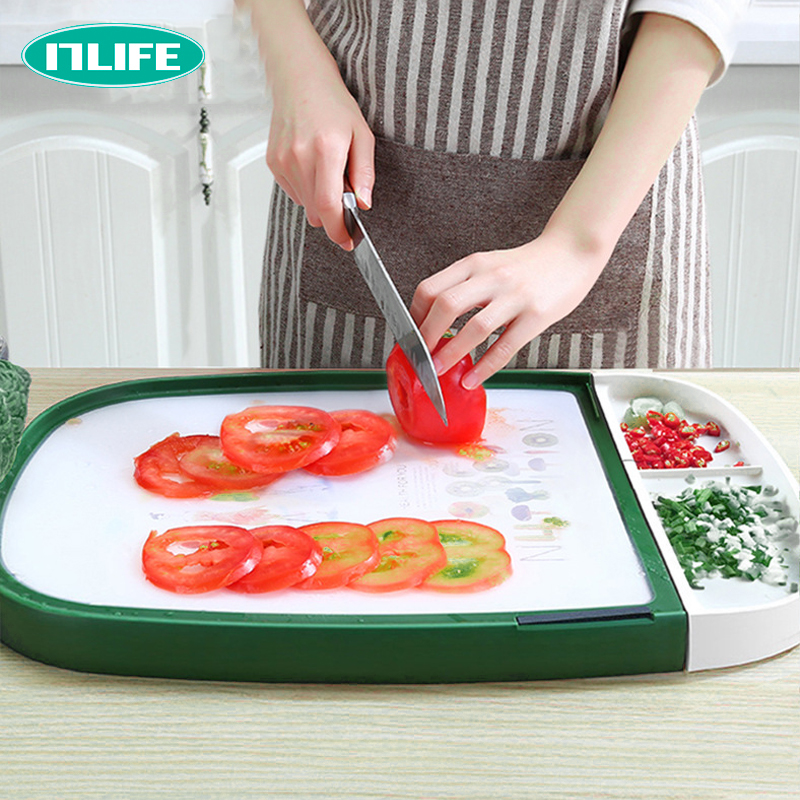 Multi-functional plate double-sided fruit cutting board home case board kitchen cutting meat can be stored plastic board cutting board