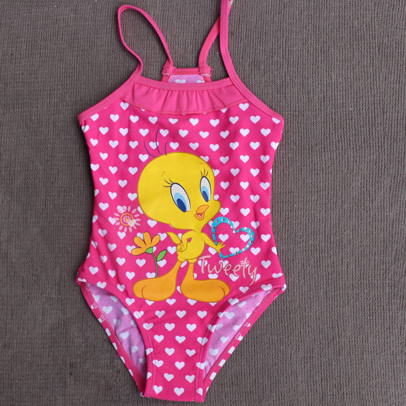 Childrens swimsuit cartoon girl swimwear jumpsuit double shoulder with baby swimsuit duck swimsuit childrens wear girl