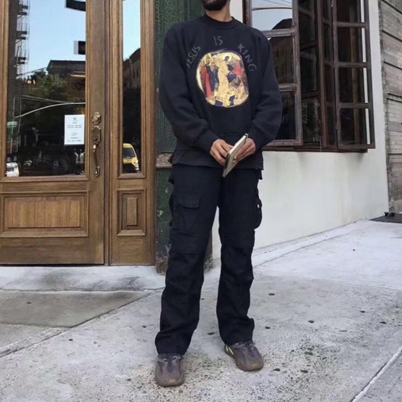 KANYEs oil painting Jesus album Jesus Is King limits the high street round-necked foaming garb FOG tide