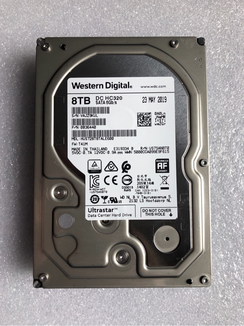19 WD HUS728T8TALE600 8TB mechanical hard drive 128M SATA 3.5 inch monitoring