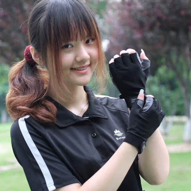 Đàn ông và phụ nữ nửa ngón tay găng tay mùa xuân và mùa hè chống nắng UV chống trượt ngoài trời cưỡi nhiếp ảnh ngón tay găng tay băng lụa bao tay chống nắng