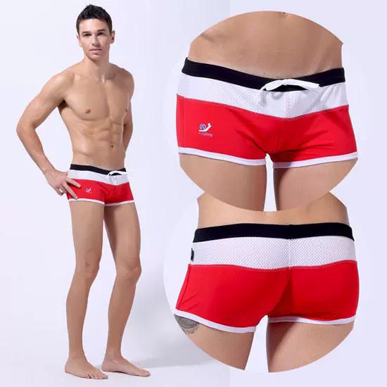 Quần bơi nam WJ mới quần bơi sọc màu thời trang quần short boxer Quần lưới thoáng khí nóng bỏng - Nam bơi đầm