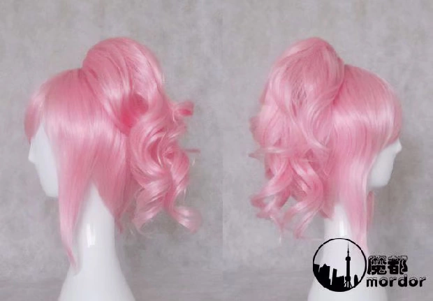 Cosplay tóc giả nổi loạn Lelouch Ania tóc ngắn màu hồng tóc xoăn đôi đuôi ngựa cao nhiệt độ lụa giả tóc - Cosplay
