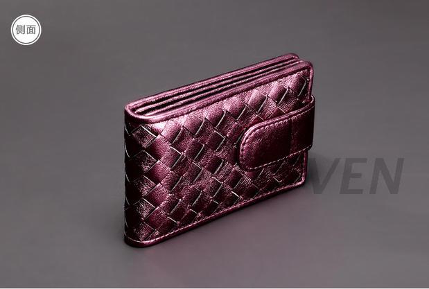 WOVEN dệt thẻ túi da thẻ thiết lập OL thời trang da cừu thẻ chủ thẻ nam vị trí thẻ ảnh khung mặt cắt ngang kinh doanh ví đựng thẻ thông minh
