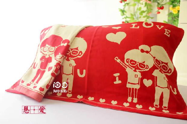 Quảng cáo đôi gạc khăn bông khăn chính hãng nhẹ thở hoàn toàn mới món quà bán buôn lớn gối 50 * 80 - Khăn gối khăn trải gối