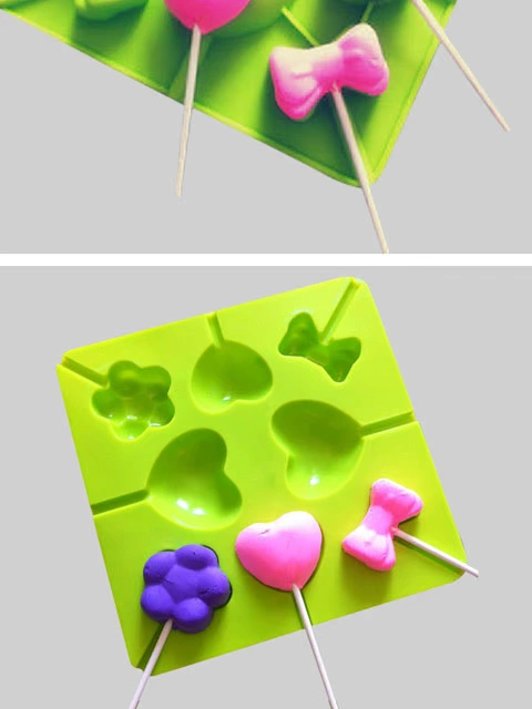 Tự làm sô cô la kẹo mút khuôn silicone âm thanh nổi phim hoạt hình tình yêu cung kẹo mút nướng khuôn