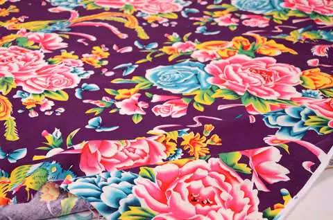 Ba màu đầy đủ của nỗi nhớ bông vải chăn bông vải Đông Bắc Phoenix mặc Peony vải in - màu sắc cổ điển - Vải vải tự làm