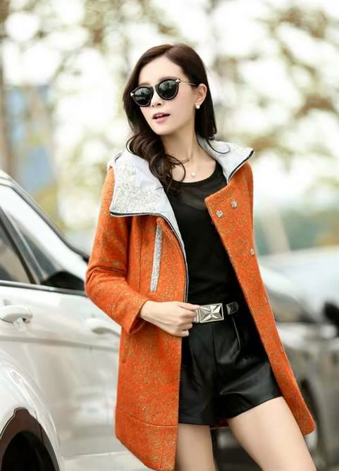 Mùa đông 2014 phong cách mới Phụ nữ Hàn Quốc áo len mỏng dài vừa phải Áo len 988 # - Áo khoác dài