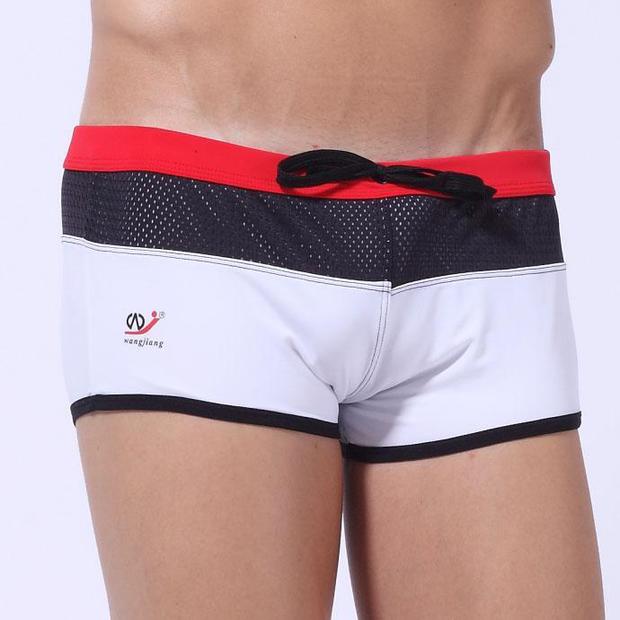 Quần bơi nam WJ mới quần bơi sọc màu thời trang quần short boxer Quần lưới thoáng khí nóng bỏng - Nam bơi đầm quần short bơi nam