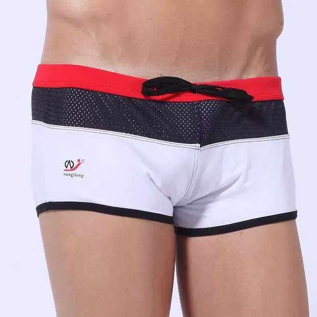 Quần bơi nam WJ mới quần bơi sọc màu thời trang quần short boxer Quần lưới thoáng khí nóng bỏng - Nam bơi đầm