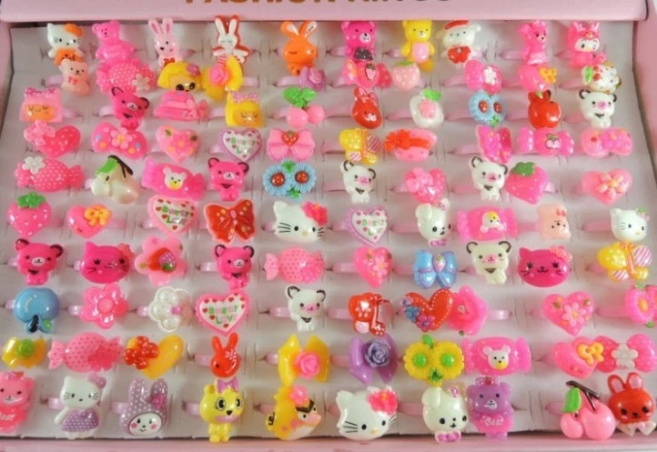 Toàn bộ cửa hàng 19 nhân dân tệ hoạt hình nhẫn trang sức nhẫn nhựa không làm tổn thương món quà ngón tay của trẻ nhẫn cưới cartier