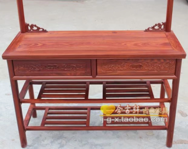 Đồ nội thất bằng gỗ gụ cổ theo phong cách tân cổ điển của Trung Quốc, gỗ đàn hương đỏ, áo khoác gỗ đặc, giá để mũ và giày, giá treo sàn, giá để đồ - Kệ