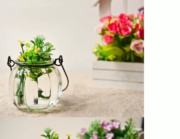 Bình treo mini tươi chai nhỏ treo chai thủy tinh đơn giản treo chai Gửi dây móc - Vase / Bồn hoa & Kệ