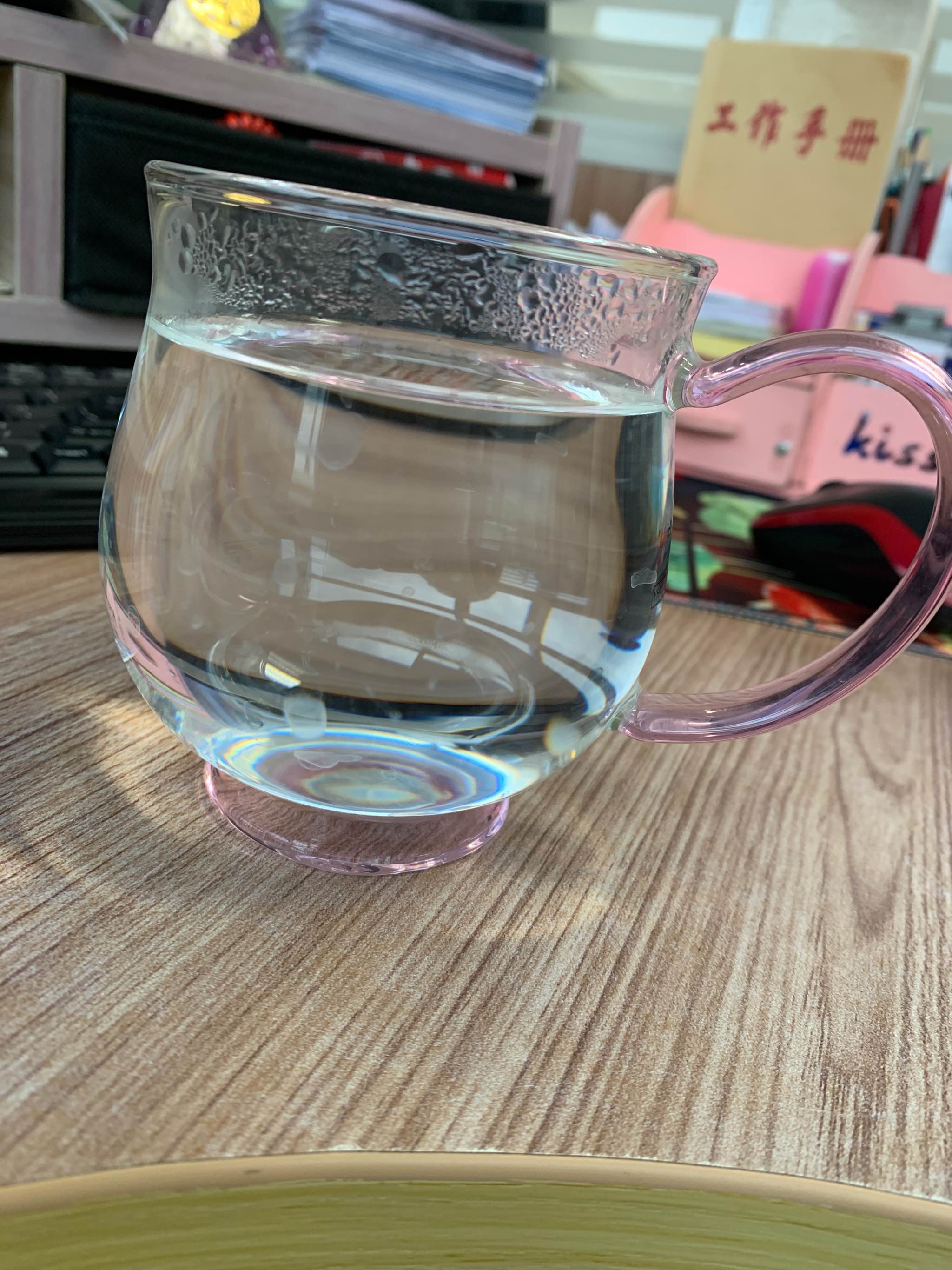 日式绿茶杯玻璃茶杯带把过滤泡茶杯家用透明杯子办公室加厚花茶杯