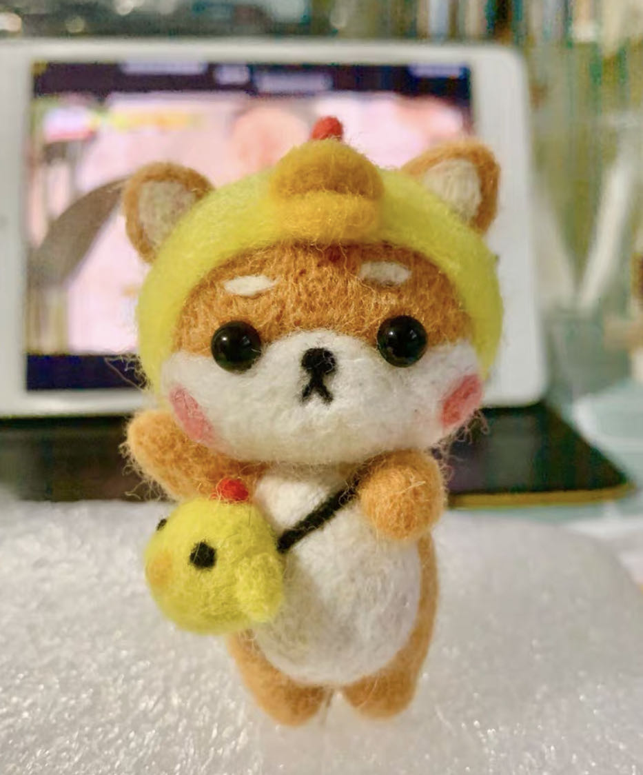 小财柴 网红柴犬3 玩偶礼物挂件 手工diy制作材料包 羊毛毡戳戳乐