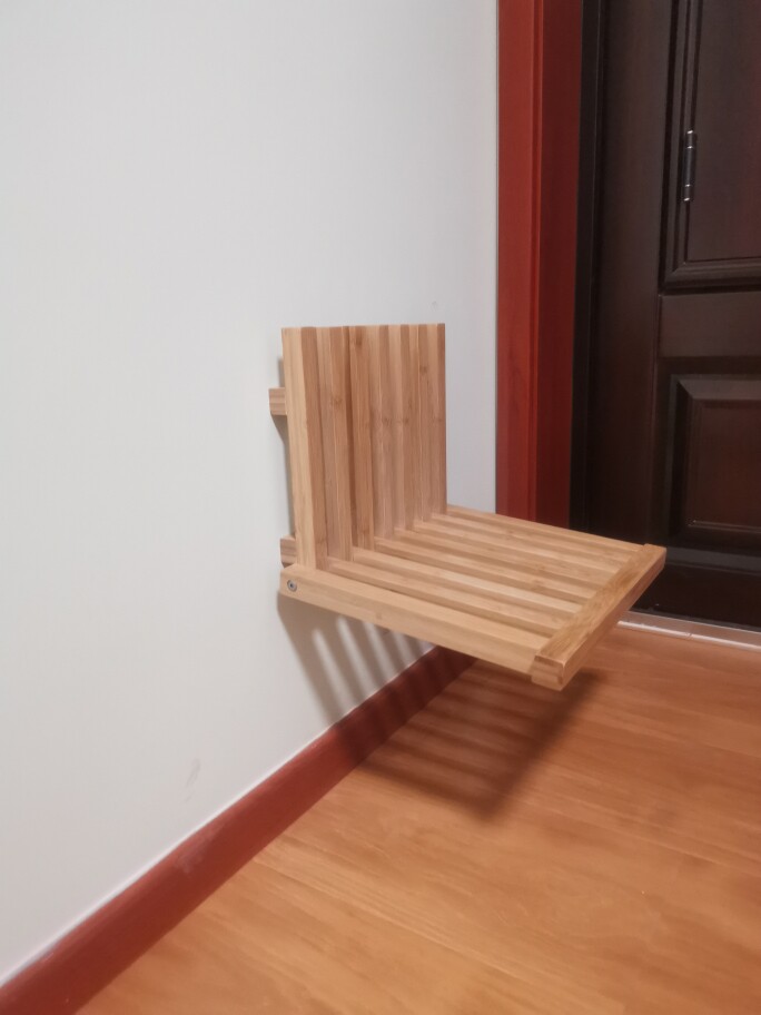 入户折叠换鞋凳壁挂简易穿鞋凳隐形玄关墙壁凳家用门口竹木折叠椅